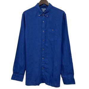 Todd Snyder x Somelos Men's Button Down Shirt Blue Portuguese Linen NWT Sz Large